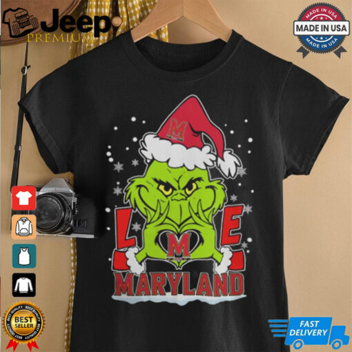 The Grinch Love Heart 2024 Maryland Terrapins Football Christmas Shirt