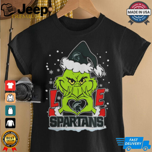 The Grinch Love Heart 2024 Michigan State Spartans Football Christmas Shirt