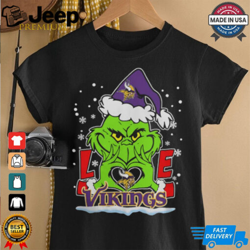 The Grinch Love Heart 2024 Minnesota Vikings Football Christmas Shirt