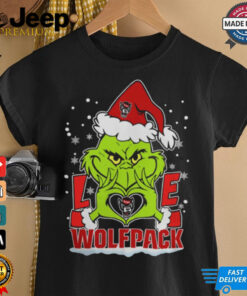 The Grinch Love Heart 2024 NC State Wolfpack Football Christmas Shirt