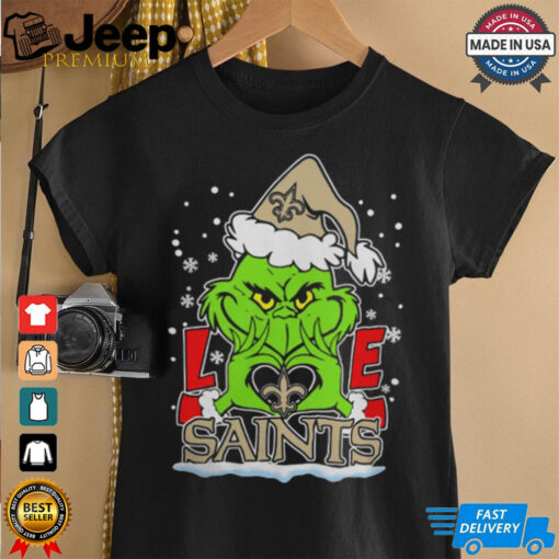 The Grinch Love Heart 2024 New Orleans Saints Football Christmas Shirt