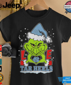 The Grinch Love Heart 2024 North Carolina Tar Heels Football Christmas Shirt