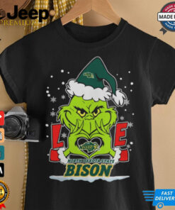 The Grinch Love Heart 2024 North Dakota State Bison Football Christmas Shirt