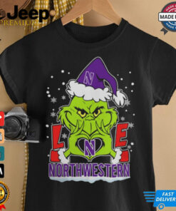 The Grinch Love Heart 2024 Northwestern Wildcats Football Christmas Shirt