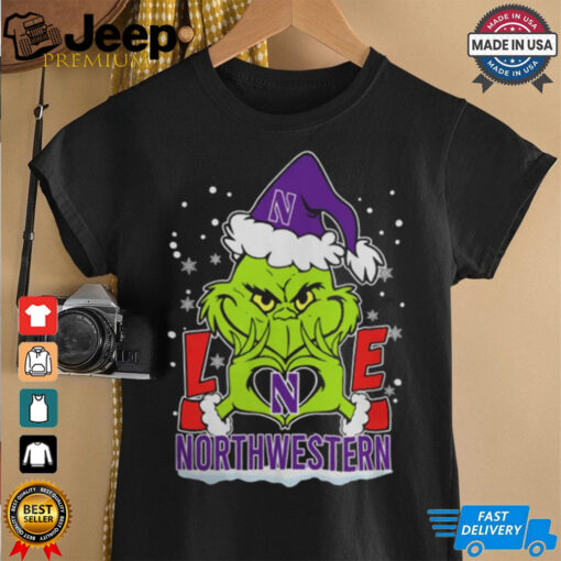 The Grinch Love Heart 2024 Northwestern Wildcats Football Christmas Shirt