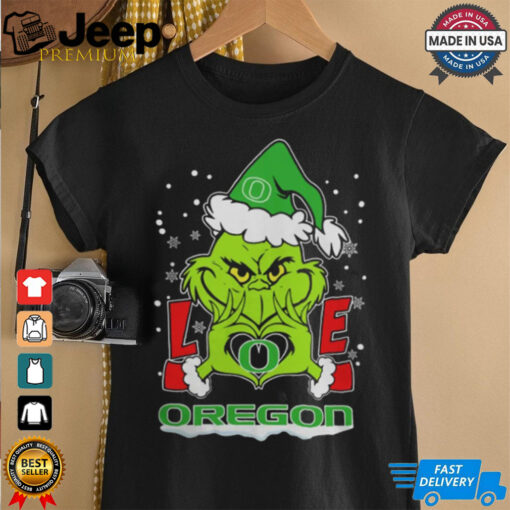 The Grinch Love Heart 2024 Oregon Ducks Football Christmas Shirt