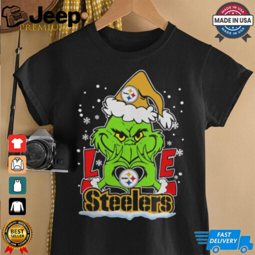 The Grinch Love Heart 2024 Pittsburgh Steelers Football Christmas Shirt