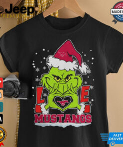 The Grinch Love Heart 2024 SMU Mustangs Football Christmas Shirt