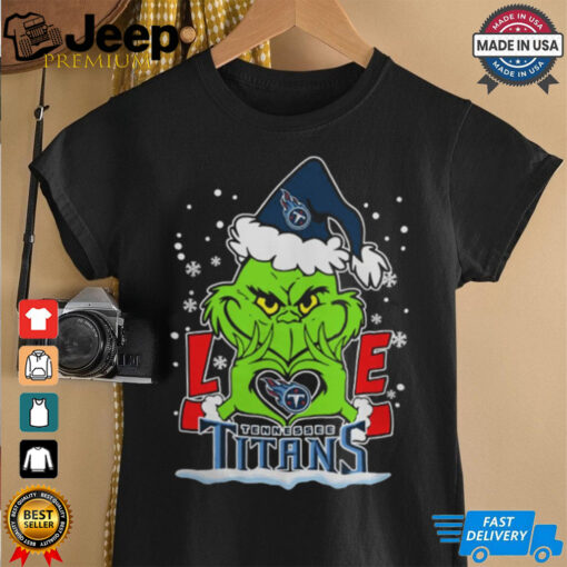 The Grinch Love Heart 2024 Tennessee Titans Football Christmas Shirt