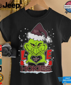 The Grinch Love Heart 2024 Virginia Tech Hokies Football Christmas Shirt