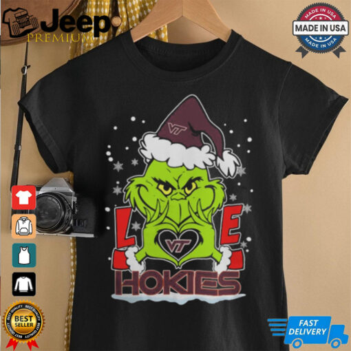 The Grinch Love Heart 2024 Virginia Tech Hokies Football Christmas Shirt