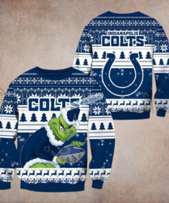 The Grinch Stole Indianapolis Colts Ball Blue Womens Ugly Christmas Sweater