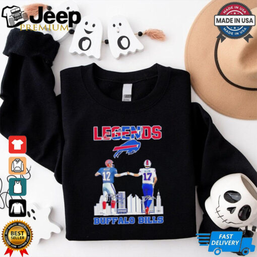 The Legends Buffalo Bills Kelly and Allen skyline signatures shirt
