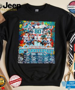 The Miami Dolphins 60th anniversary 1965 2025 signatures shirt