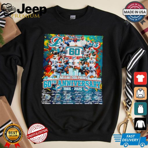 The Miami Dolphins 60th anniversary 1965 2025 signatures shirt