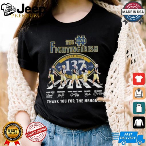 The Notre Dame Fighting Irish Abbey Road 137 Years 1887 2024 Thank You For The Memories Signatures Shirt