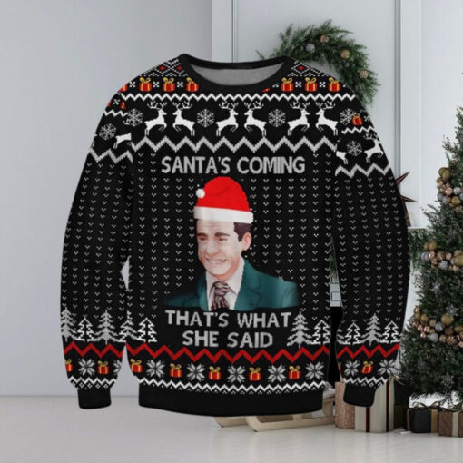 The Office Santa’s Coming That’s What She Said Ugly Christmas Sweater