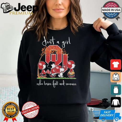 The Peanuts Walking Just A Girl Who Love Fall And University Of Oklahoma Shirt