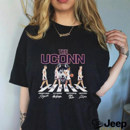 The Uconn Basketball Abbey Road Donovan Clingan Alex Karaban Tristen Newton And Cam Spencer Shirt