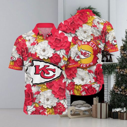 [The best selling] Kansas City Chiefs NFL Flower Custom Summer Football All Over Printed 3D Hawaiian Shirt