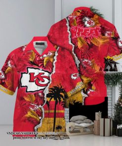 [The best selling] Kansas City Chiefs NFL Flower Custom Summer Football Full Printing Hawaiian Shirt