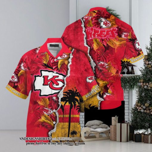 [The best selling] Kansas City Chiefs NFL Flower Custom Summer Football Full Printing Hawaiian Shirt