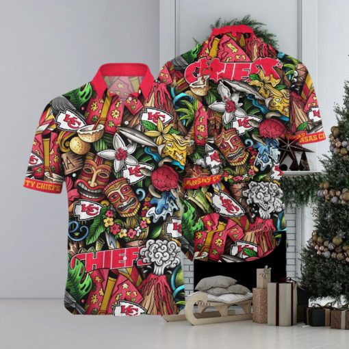 [The best selling] Kansas City Chiefs NFL Flower Custom Summer Football New Outfit Full Printed Hawaiian Shirt