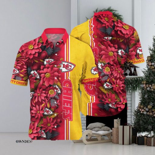 [The best selling] Kansas City Chiefs NFL Flower Custom Summer Football Unisex Full Print Hawaiian Shirt