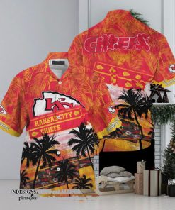 [The best selling] Kansas City Chiefs NFL Palm Tree Pattern For Sports Fans Sport 3D Full Printing Hawaiian Shirt