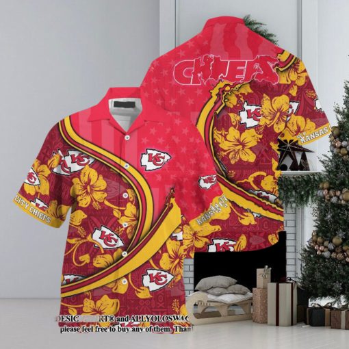 [The best selling] Kansas City Chiefs NFL US Flag Flower Custom Summer Football High Fashion Full Printing Hawaiian Shirt