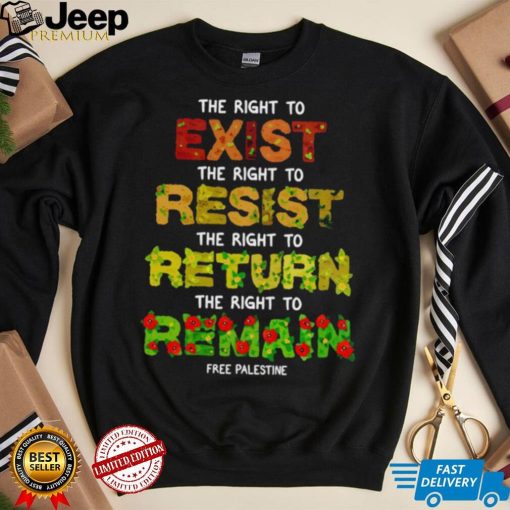 The right to exist resist return remain free palestine shirt