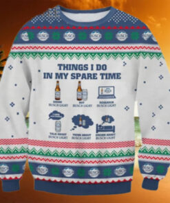 Thing I Do In My Spare Time Busch Light Ugly Christmas Sweater