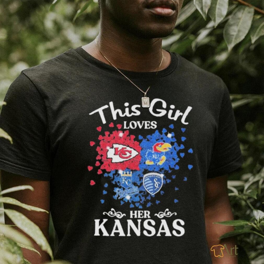 This Girl Loves Her Kansas Sports Teams Logo Diamond Shirt