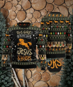 This Girls Run On Jesus And Horses Ugly Christmas Sweater