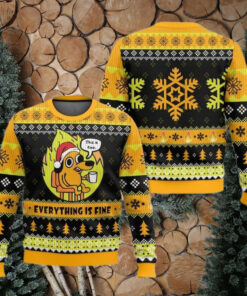 This Is Fine Meme Ugly Christmas Sweater