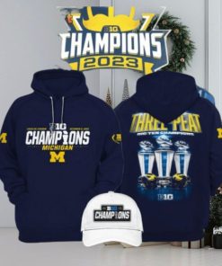 Three peat 2023 Big Ten Champions Michigan Wolverines Hoodie