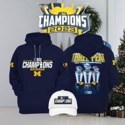 Three peat 2023 Big Ten Champions Michigan Wolverines Hoodie