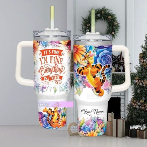 Tigger Tumbler 40oz, It’s Fine I’m Fine Tumbler, Custom Tigger Tumbler