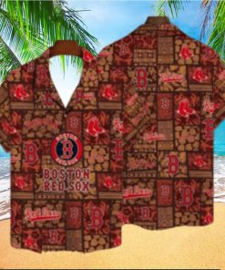 Tiki Motifs And Red Sox Logo Tropical Hawaiian Shirt