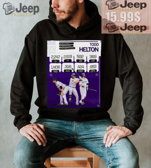 Todd Helton Hall of Fame worthy 2247 Game 2519 H 592 2B 369 HR T Shirt