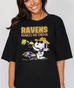 Top Snoopy And Woodstock Baltimore Ravens Makes Me Drink Beer Shirt