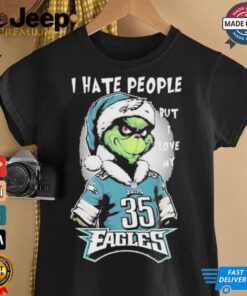 Top The Grinch I Hate People But I Love At Philadelphia Eagles Christmas 2024 T shirt