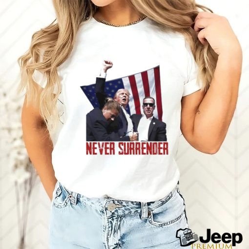 Trending Trump Rally Never Surrender Us Flag T shirt