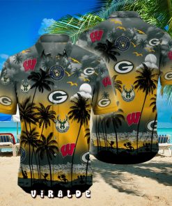 Trending Wisconsin Sports Palm Tree Hawaiian Shirt