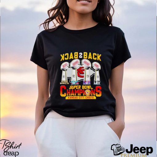 Trophies Back 2 back Super Bowl Champions Kansas City Chiefs shirt