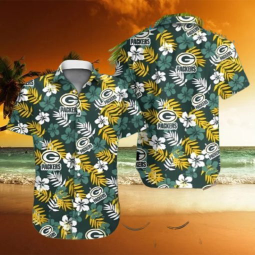 Tropical Hibiscus Floral Aloha Green Bay Packers Hawaiian Shirt