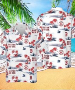 Tropical Palm Beach Scenery Boston Red Sox Hawaiian Shirt