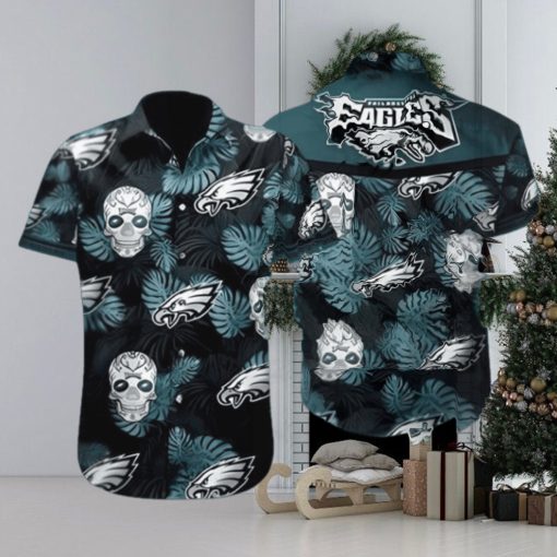 Tropical Skull NFL Philadelphia Eagles Hawaiian Shirt Best Beach Gift