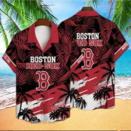 Tropical Sunset And Palm Boston Red Sox Hawaiian Shirt