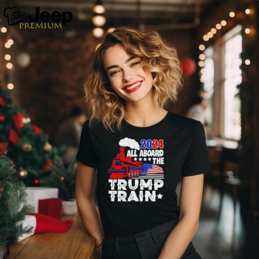 Trump 2024 All Aboard The Trump Train Usa American Flag Shirt